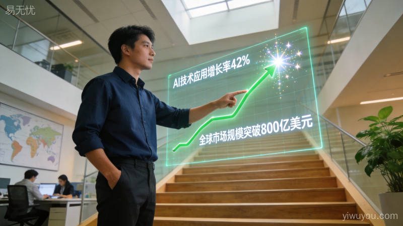 现代化办公空间中展示趋势分析图表，融合科技与商务元素，体现数字化转型的企业形象