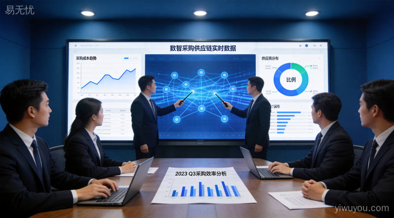 数智供应链管理数据可视化大屏展示采购流程优化，体现企业数字化转型成果