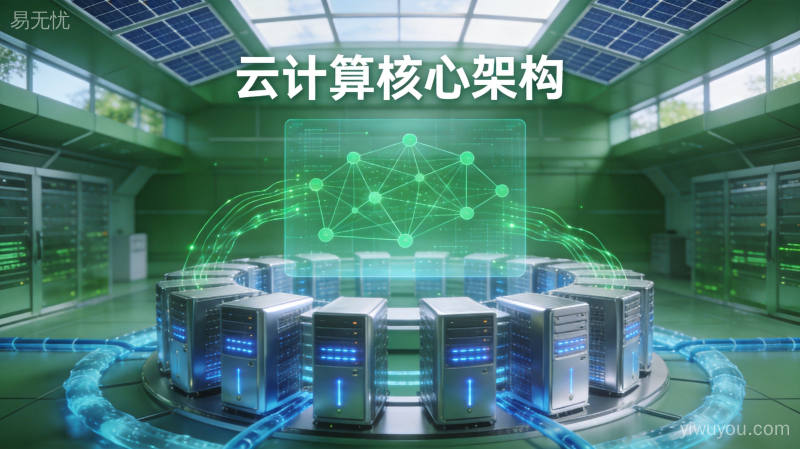 云计算边缘计算绿色数据中心展示算力基础设施,体现科技基础设施水平