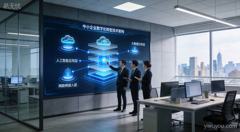 中小企业数字化转型成果展示技术架构图，体现创新发展路径