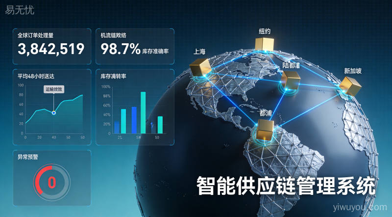 企业供应链数字化转型:科技感展示物流数据分析,体现团队协作与精准执行