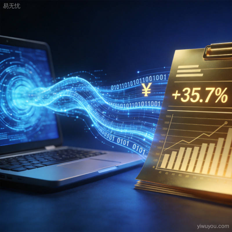 数据流动转化为金色资产的数字化概念可视化图表
