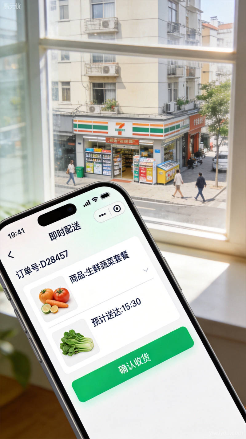 手机即时配送订单界面展示社区便捷购物新体验