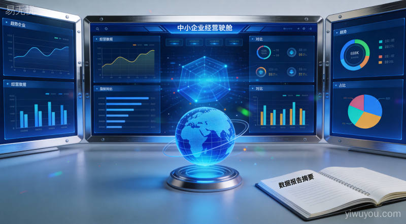 企业数据决策中心三联屏,展示数字化转型与政策红利下的突围策略