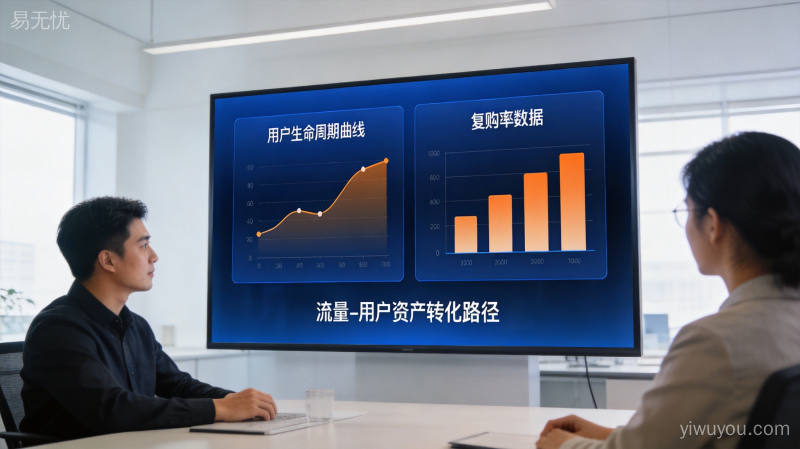 用户生命周期数据曲线与复购率分析图表展示