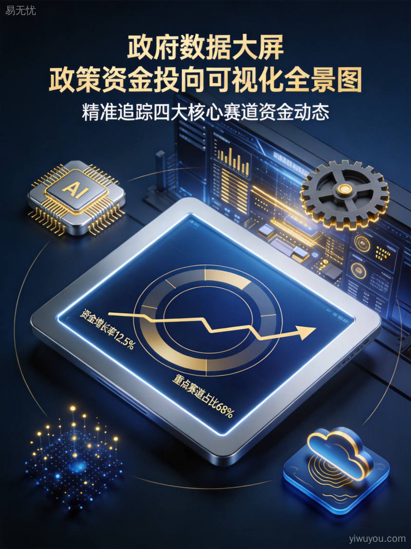 2026年数字经济中央补贴政策资金流向数据可视化大屏,展示四大赛道投资分布