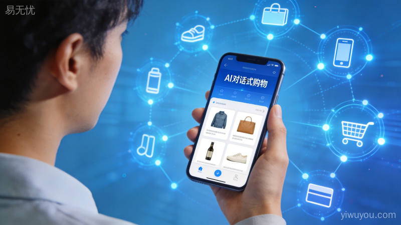 消费者通过AI对话界面获取商品推荐的场景示意图