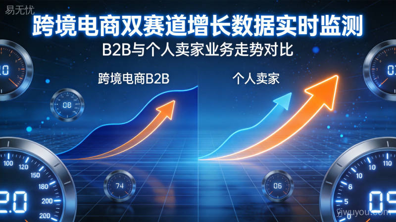 跨境电商B2B与个人卖家出口增长分化数据对比图