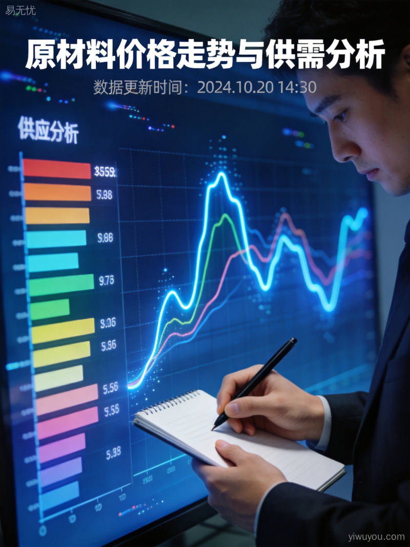 数据可视化大屏展示原材料价格走势曲线和供需分析图表的深蓝科技界面