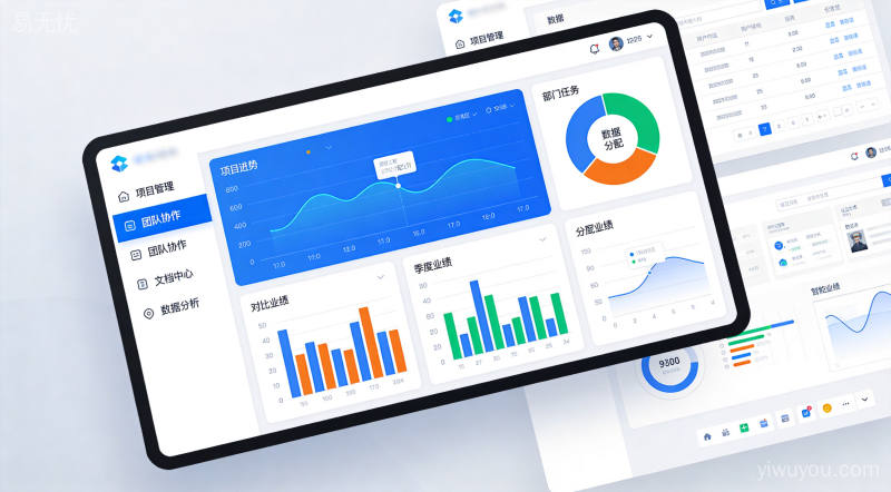 智能办公系统数据图表界面，体现办公自动化趋势